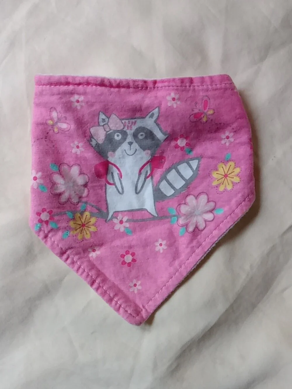 Pink Floral Raccoon Baby Bandana Bib Set - 3 Pack
